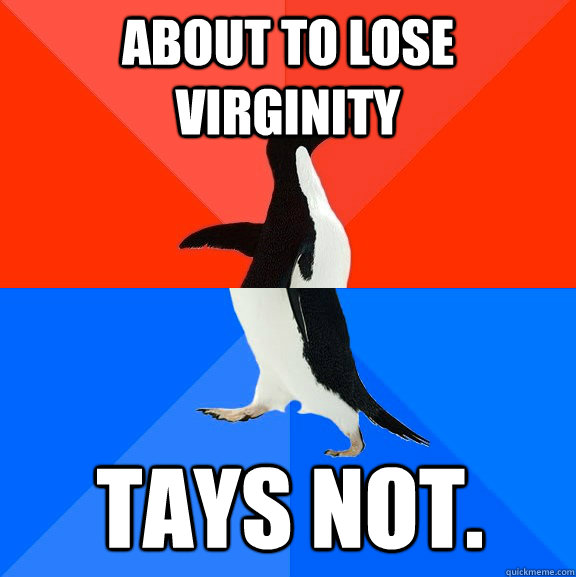 about to lose virginity Tays not.  Socially Awesome Awkward Penguin