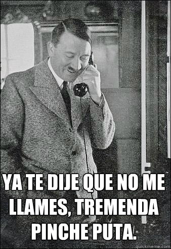  Ya te dije que no me llames, tremenda pinche puta. -  Ya te dije que no me llames, tremenda pinche puta.  Hitler calling