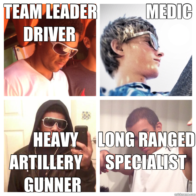 TEAM LEADER               MEDIC          DRIVER                                         HEAVY      LONG RANGED ARTILLERY       SPECIALIST GUNNER                              