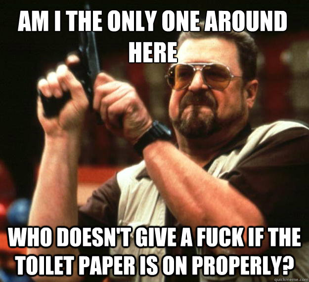 Am I the only one around here Who doesn't give a fuck if the toilet paper is on properly?  Walter