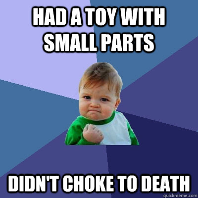 had a toy with small parts didn't choke to death  Success Kid