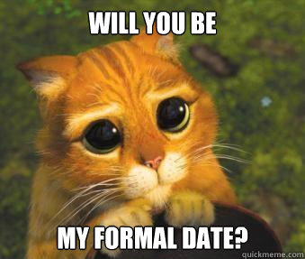 Will you be my formal date?  Puss in boots