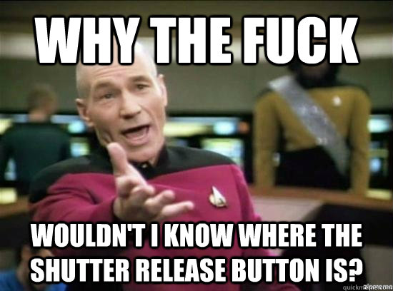 Why the fuck wouldn't I know where the shutter release button is?  Annoyed Picard HD