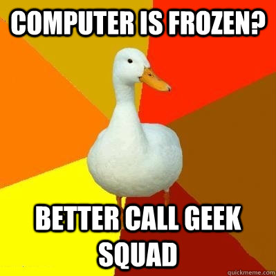 Computer is frozen? Better call geek squad - Computer is frozen? Better call geek squad  Tech Impaired Duck