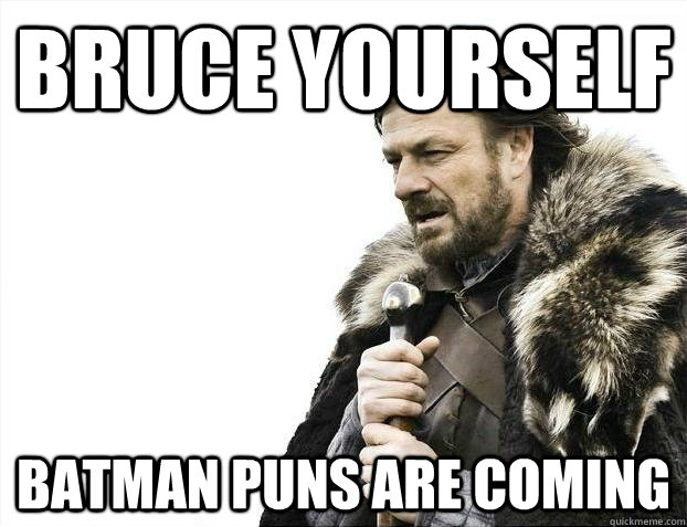 bruce yourself batman puns are coming  BRACEYOSELVES
