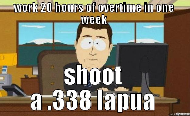 WORK 20 HOURS OF OVERTIME IN ONE WEEK SHOOT A .338 LAPUA aaaand its gone