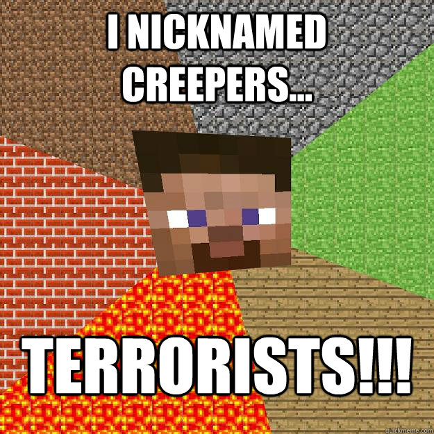 I nicknamed creepers... TERRORISTS!!!  Minecraft