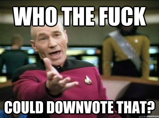 Who the fuck could downvote that?  Annoyed Picard HD