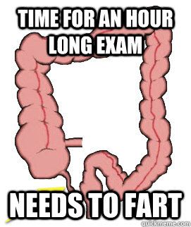 Time for an hour long exam needs to fart  Scumbag Bowels