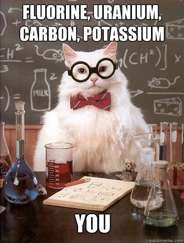 Fluorine, Uranium, carbon, potassium you - Fluorine, Uranium, carbon, potassium you  Chemistry Cat