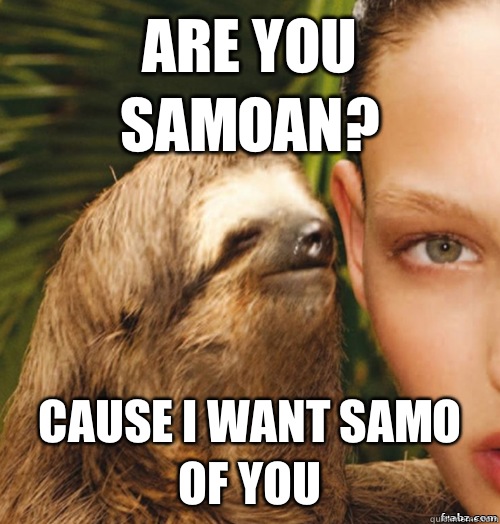 Are you Samoan? Cause I want samo of you  rape sloth