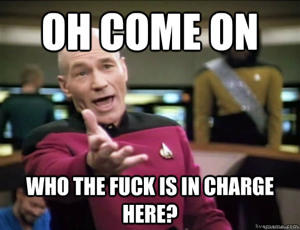 OH COME ON WHO THE FUCK IS IN CHARGE HERE?  Annoyed Picard HD