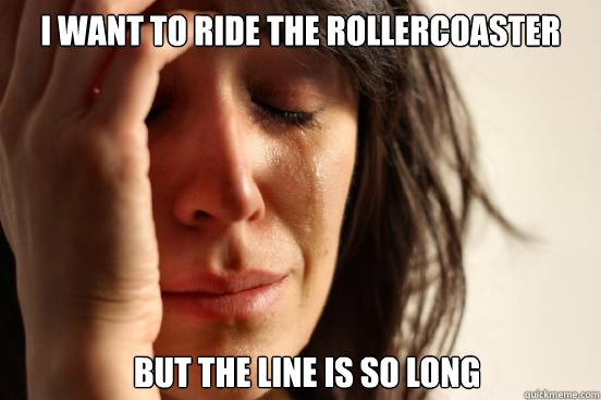I want to ride the rollercoaster but the line is so long  First World Problems