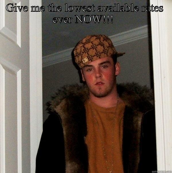 GIVE ME THE LOWEST AVAILABLE RATES EVER NOW!!!   Scumbag Steve