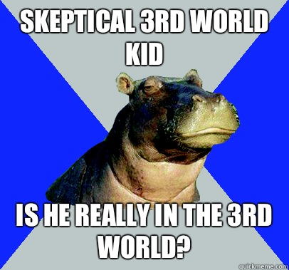 Skeptical 3rd World Kid Is he really in the 3rd world?  Skeptical Hippo