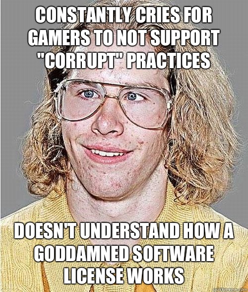 Constantly cries for gamers to not support 