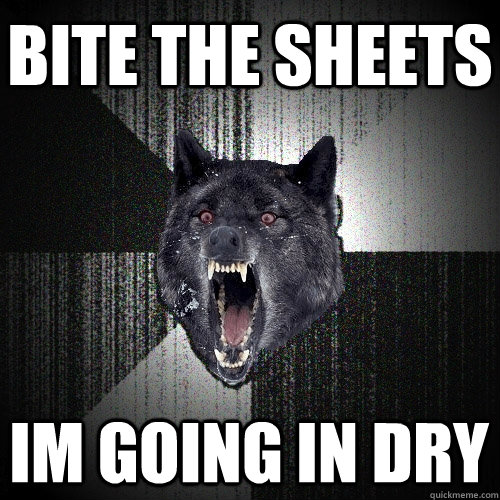 bite the sheets im going in dry  Insanity Wolf
