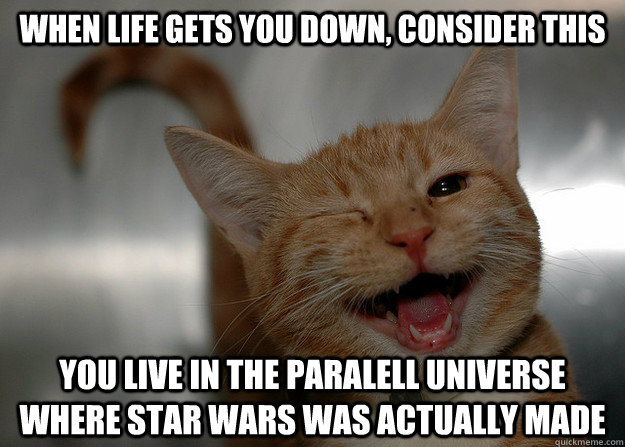 when life gets you down, consider this you live in the paralell universe where star wars was actually made  