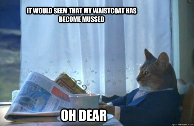 It would seem that my waistcoat has become mussed Oh dear  Sophisticated Cat