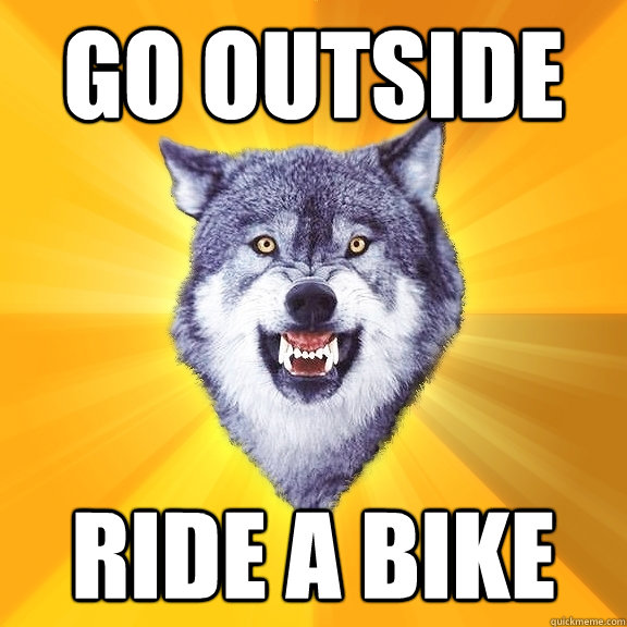 GO OUTSIDE ride a bike  Courage Wolf
