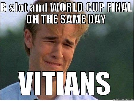 B SLOT AND WORLD CUP FINAL ON THE SAME DAY VITIANS 1990s Problems