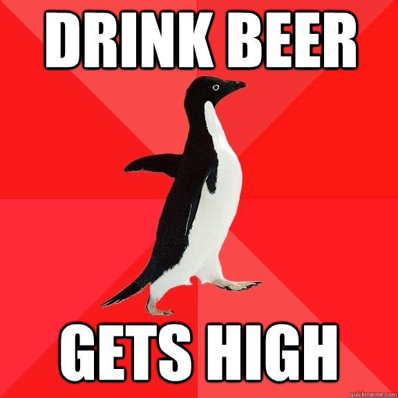drink beer gets high  Socially Awesome Penguin