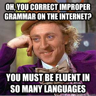 Oh, you correct improper grammar on the internet? You must be fluent in so many languages - Oh, you correct improper grammar on the internet? You must be fluent in so many languages  Condescending Wonka