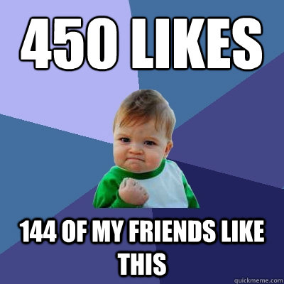 450 likes 144 of my friends like this  Success Kid