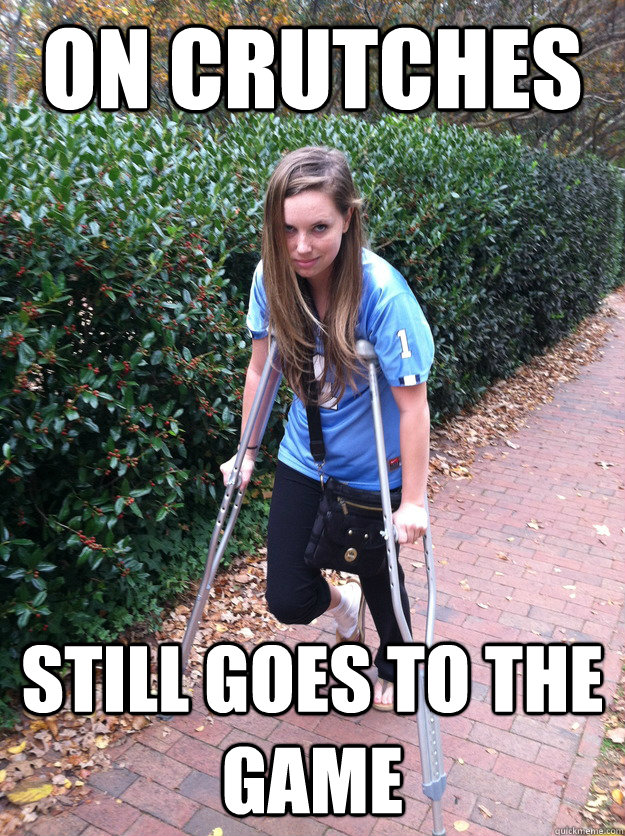 on crutches still goes to the game - on crutches still goes to the game  caitlin