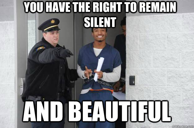 You have the right to remain silent And beautiful - You have the right to remain silent And beautiful  Ridiculously Photogenic Prisoner