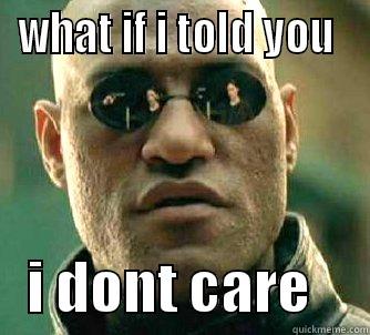 WHAT IF I TOLD YOU     I DONT CARE     Matrix Morpheus