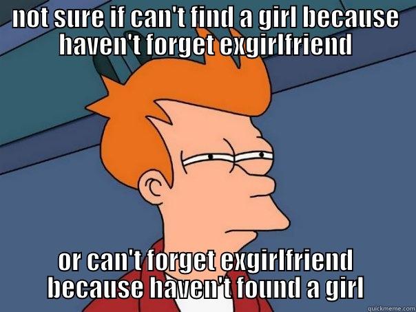 NOT SURE IF CAN'T FIND A GIRL BECAUSE HAVEN'T FORGET EXGIRLFRIEND OR CAN'T FORGET EXGIRLFRIEND BECAUSE HAVEN'T FOUND A GIRL Futurama Fry