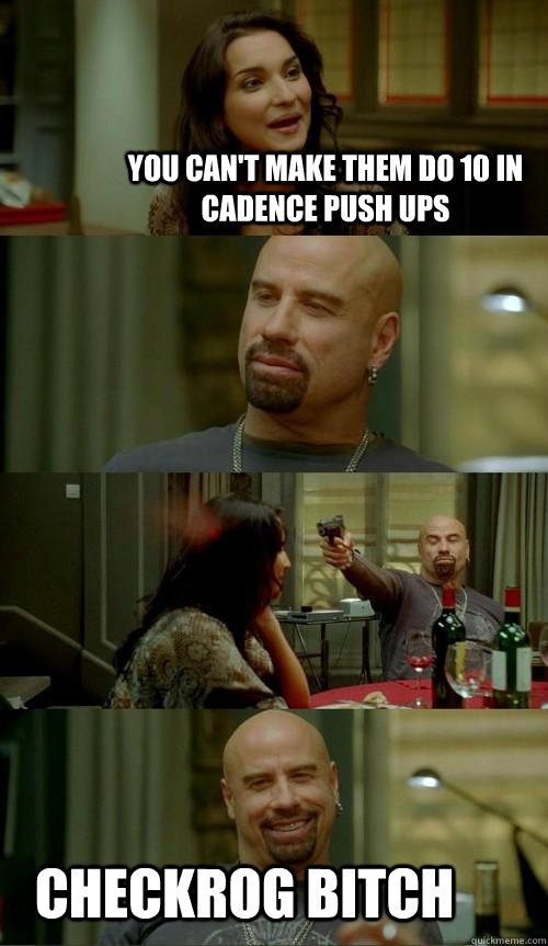 you can't make them do 10 in cadence push ups checkrog bitch  Skinhead John
