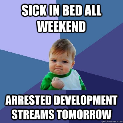 sick in bed all weekend Arrested Development streams tomorrow - sick in bed all weekend Arrested Development streams tomorrow  Success Kid