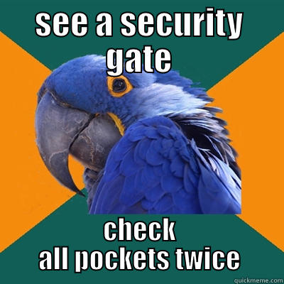 SEE A SECURITY GATE CHECK ALL POCKETS TWICE Paranoid Parrot