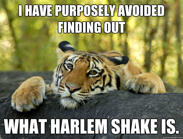 I have purposely avoided finding out what harlem shake is.   