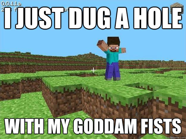 I just dug a hole With my goddam fists - I just dug a hole With my goddam fists  Kickass Minecraft Guy