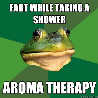 Fart while taking a shower Aroma Therapy  Foul Bachelor Frog