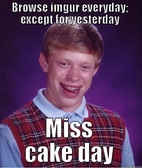 BROWSE IMGUR EVERYDAY; EXCEPT FOR YESTERDAY MISS CAKE DAY Bad Luck Brian