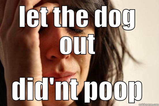 LET THE DOG OUT DID'NT POOP First World Problems