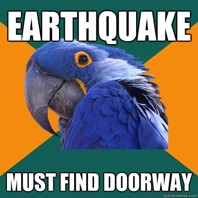 earthquake must find doorway  Paranoid Parrot