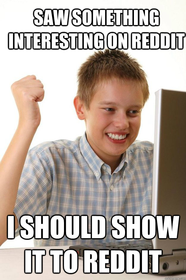 saw something interesting on reddit I should show it to reddit  first time internet kid