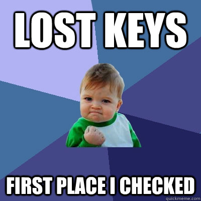 lost keys first place i checked  Success Kid