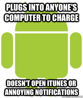 Plugs into anyone's computer to charge doesn't open itunes or annoying notifications - Plugs into anyone's computer to charge doesn't open itunes or annoying notifications  Android