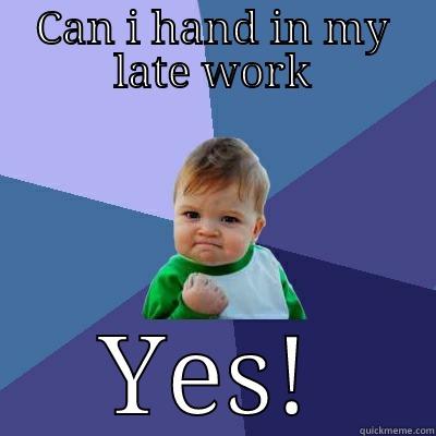CAN I HAND IN MY LATE WORK YES! Success Kid