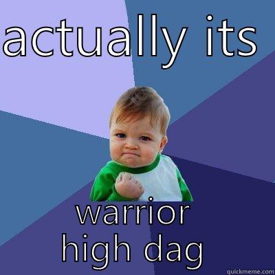 ACTUALLY ITS  WARRIOR HIGH DAY  Success Kid