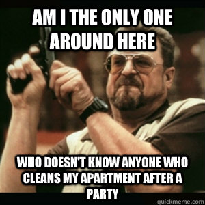 Am i the only one around here who doesn't know anyone who cleans my apartment after a party - Am i the only one around here who doesn't know anyone who cleans my apartment after a party  Am I The Only One Round Here