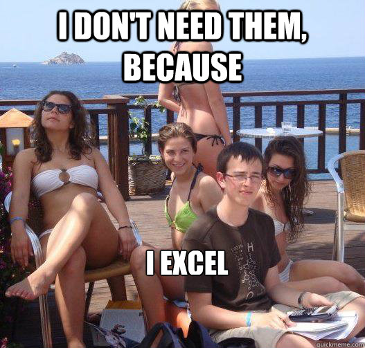 I don't need them, because I Excel - I don't need them, because I Excel  Priority Peter