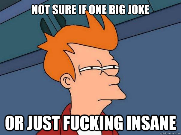 Not sure if one big joke OR JUST FUCKING INSANE  Futurama Fry