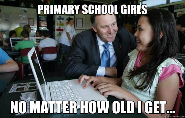 Primary school girls No matter how old I get...  creepy john key